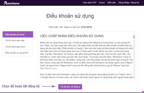 đăng ý tài khoản sàn remitano