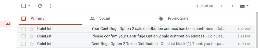 phân phối centrifuge token option 2 coinlist