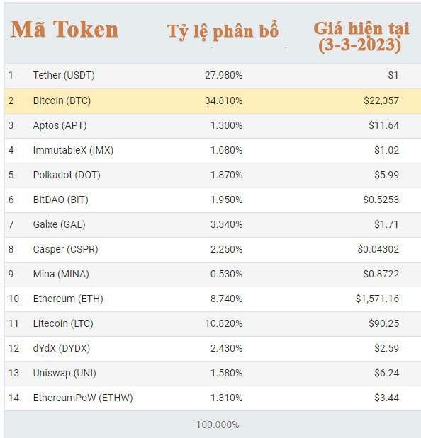 danh mục đầu tư tháng 3 2023